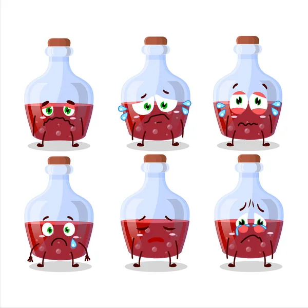 Red Magic Potion Cartoon Character Sad Expression Vector Illustration — Stock Vector