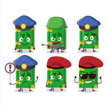 Sihirli maskot tasarımı kitabının kendini işine adamış bir polis memuru. Vektör illüstrasyonu