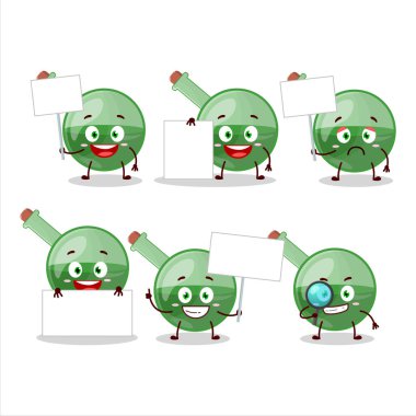 Yeşil iksir çizgi film karakteri bilgi panosunu getir. Vektör illüstrasyonu