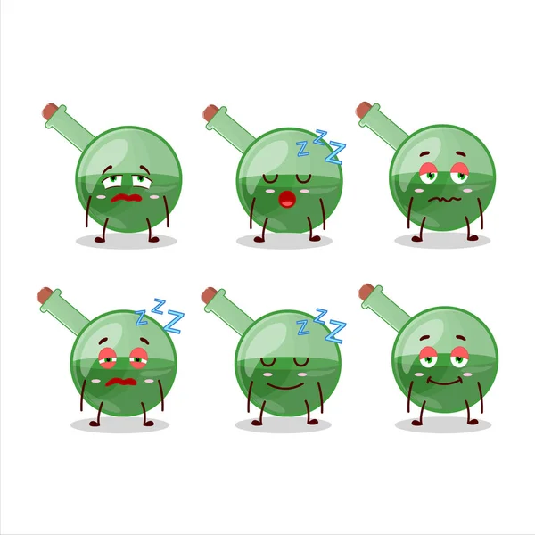 Cartoon Character Green Magic Potion Sleepy Expression Vector Illustration — Vettoriale Stock