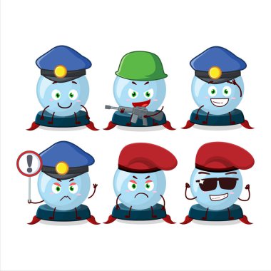 Kristal küre maskotu tasarımı yapan kendini işine adamış bir polis memuru. Vektör illüstrasyonu