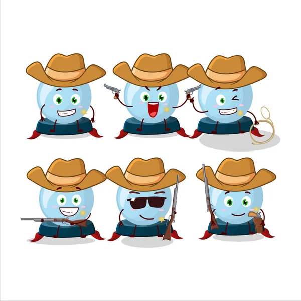 Cowboy Legal Personagem Desenho Animado Bola Cristal Com Chapéu Bonito — Vetor de Stock
