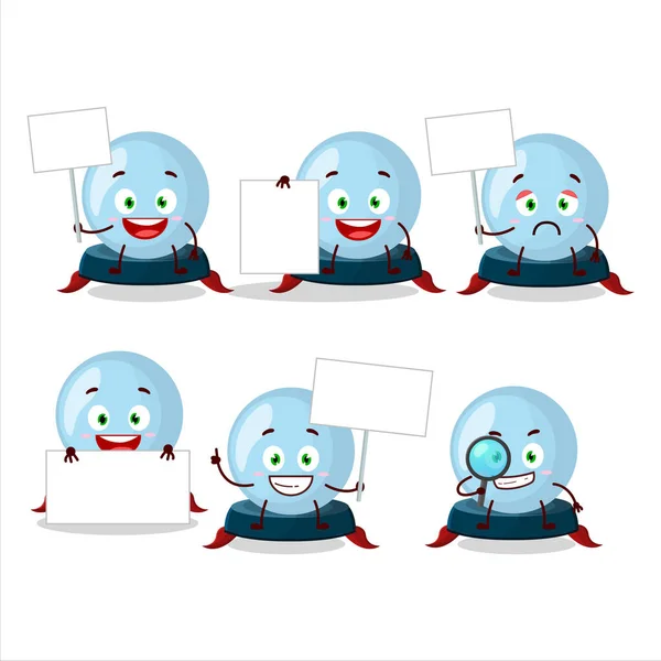 Crystal Ball Cartoon Character Bring Information Board Vector Illustration — Stockvector