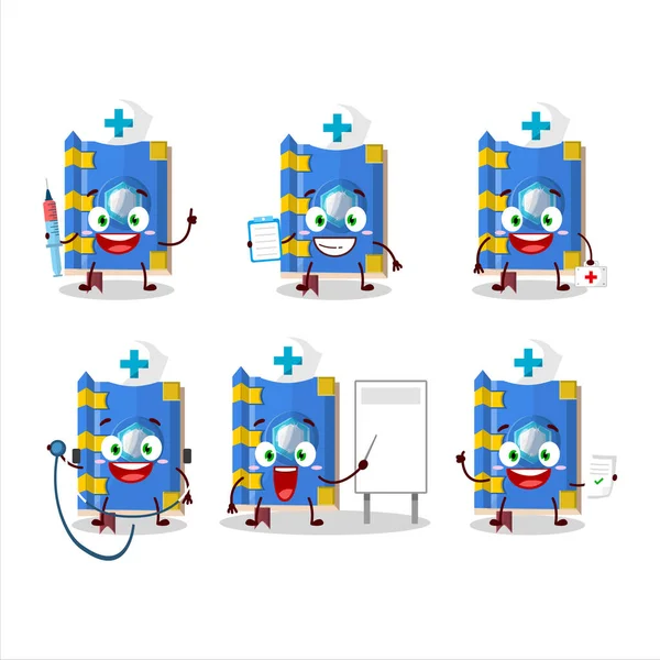 Médico Emoticon Profissão Com Livro Gelo Personagem Desenho Animado Mágico — Vetor de Stock