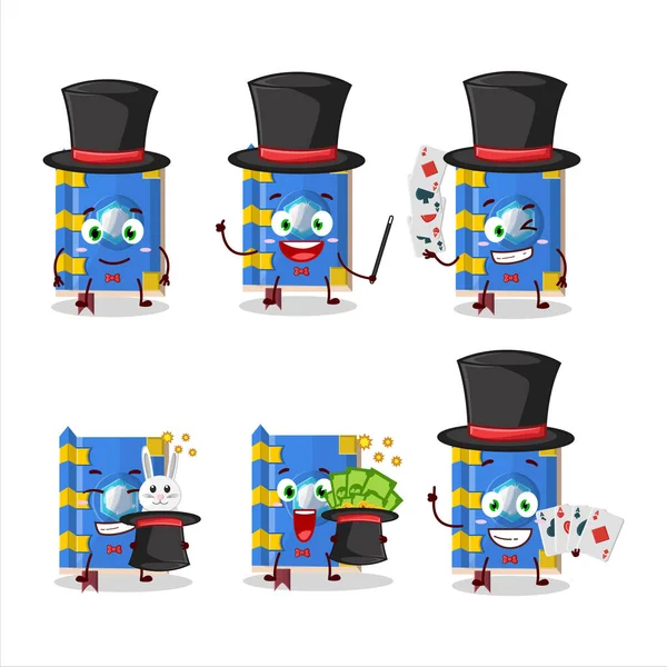 Ice Book Magic Magician Cartoon Character Perform Stage Vector Illustration — Stockvector