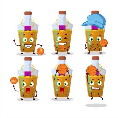 Basketbol atleti olarak yetenekli turuncu iksir çizgi film karakteri. Vektör illüstrasyonu