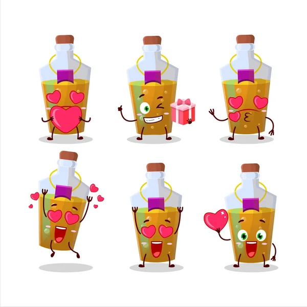 Pomarańczowy Magiczny Eliksir Postać Kreskówki Miłości Cute Emoticon Ilustracja Wektora — Wektor stockowy