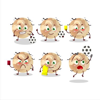 Cadılar Bayramı 'nda futbol hakemi olarak çalışan çizgi film karakteri. Vektör illüstrasyonu