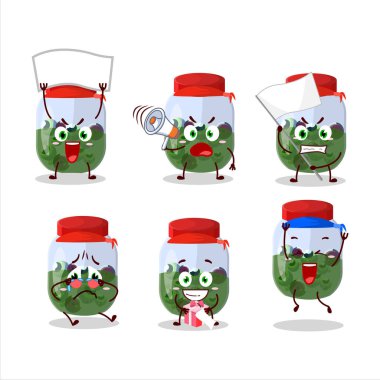 Çekici bir destekçi olarak, kavanozdaki göz şeklindeki maskot tasarımı. Vektör illüstrasyonu