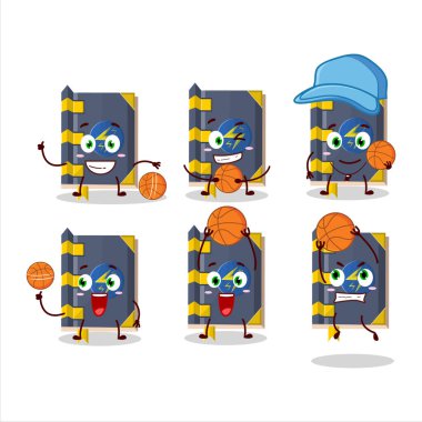 Basketbol atleti olarak sihirli çizgi film karakterinin yetenekli yıldırım kitabı. Vektör illüstrasyonu