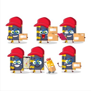 Karikatür karakteri tasarımı, kurye olarak çalışan bir büyü kitabı. Vektör illüstrasyonu