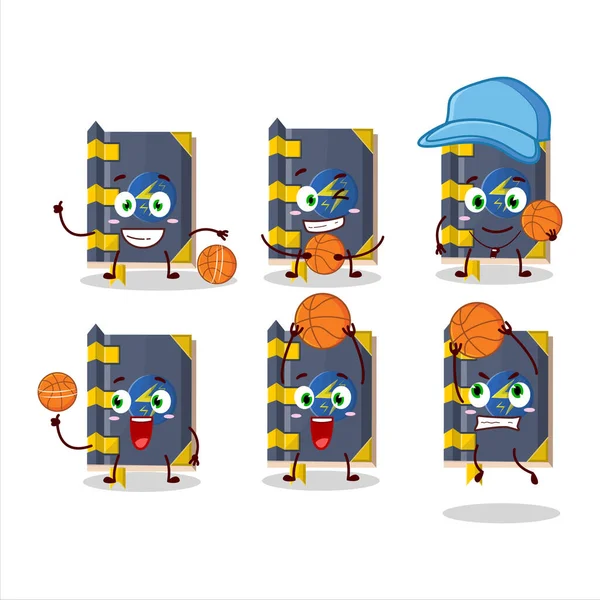 Basketbol atleti olarak sihirli çizgi film karakterinin yetenekli yıldırım kitabı. Vektör illüstrasyonu