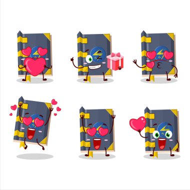 Aşk simgesi olan sihirli çizgi film karakterinin şimşek kitabı. Vektör illüstrasyonu