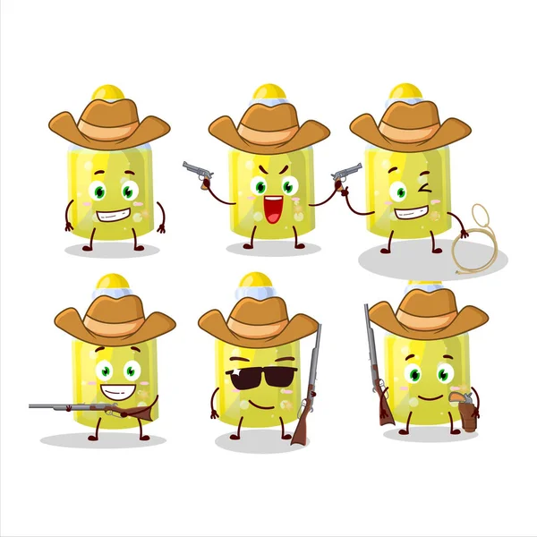 Cool Cowboy Amarelo Personagem Cartoon Poção Mágica Com Chapéu Bonito — Vetor de Stock