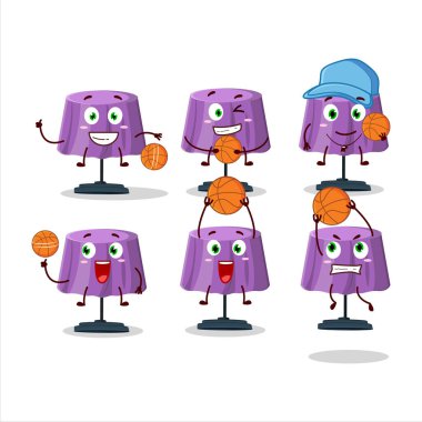 Basketbol atleti olarak yetenekli sihirli masa lambası çizgi film karakteri. Vektör illüstrasyonu