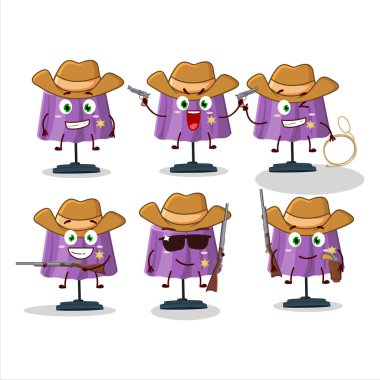 Hoş şapkalı havalı kovboy sihirli masa lambası çizgi film karakteri. Vektör illüstrasyonu