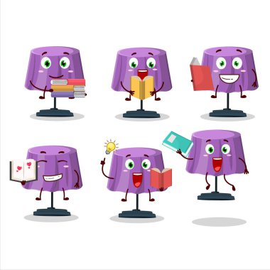 Sihirli masa lambası çizgi film karakteri konsepti komik bir kitap okuyor. Vektör illüstrasyonu