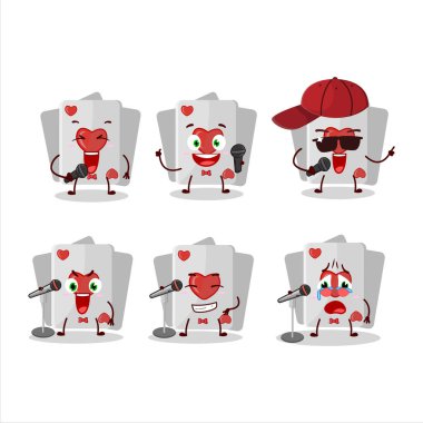 Sevimli bir çizgi film tasarım konsepti olan Remi Card Love ünlü bir şarkı söylüyor. Vektör illüstrasyonu