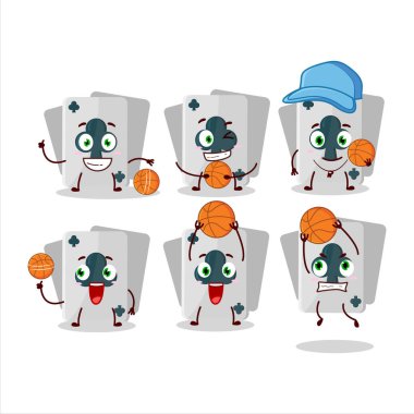 Talented remi card club cartoon character as a basketball athlete. Vector illustration