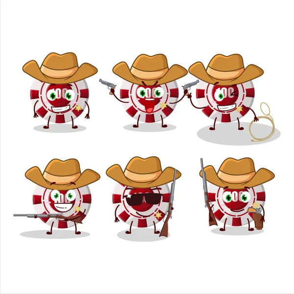 Cool Cowboy 100 Dollar Casino Chip Cartoon Character Cute Hat — Stock Vector