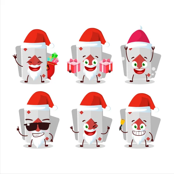 Weihnachtsmann Emoticons Mit Remi Karte Diamant Cartoon Figur Vektorillustration — Stockvektor