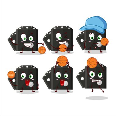 Yetenekli siyah zar yeni çizgi film karakteri basketbol atleti olarak. Vektör illüstrasyonu