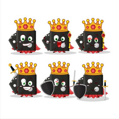 Karizmatik bir Kral, siyah zarla altın taç takan yeni bir çizgi film karakteri. Vektör illüstrasyonu