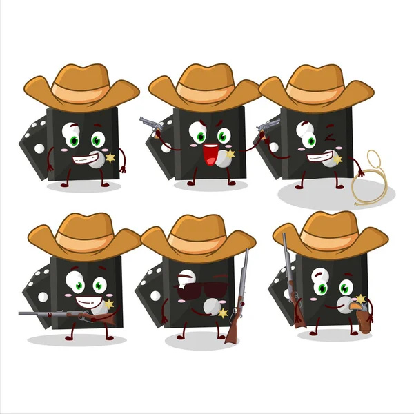 Coole Cowboy Schwarze Würfel Neue Cartoon Figur Mit Einem Niedlichen — Stockvektor