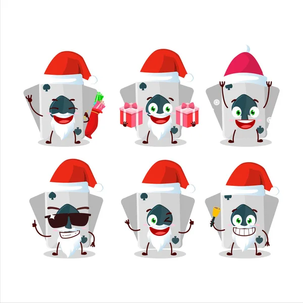 Émoticônes Père Noël Avec Carte Remi Pique Personnage Dessin Animé — Image vectorielle
