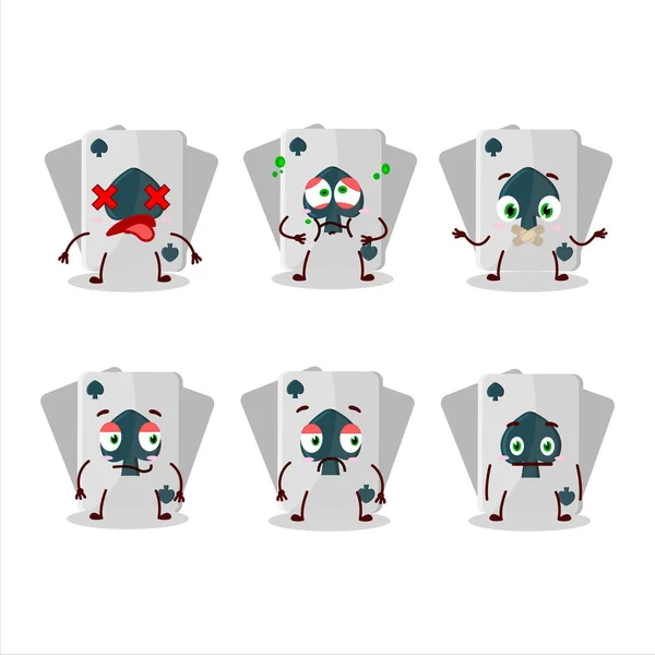 Remi Card Spade Cartoon Character Nope Expression Vector Illustration — Stock Vector