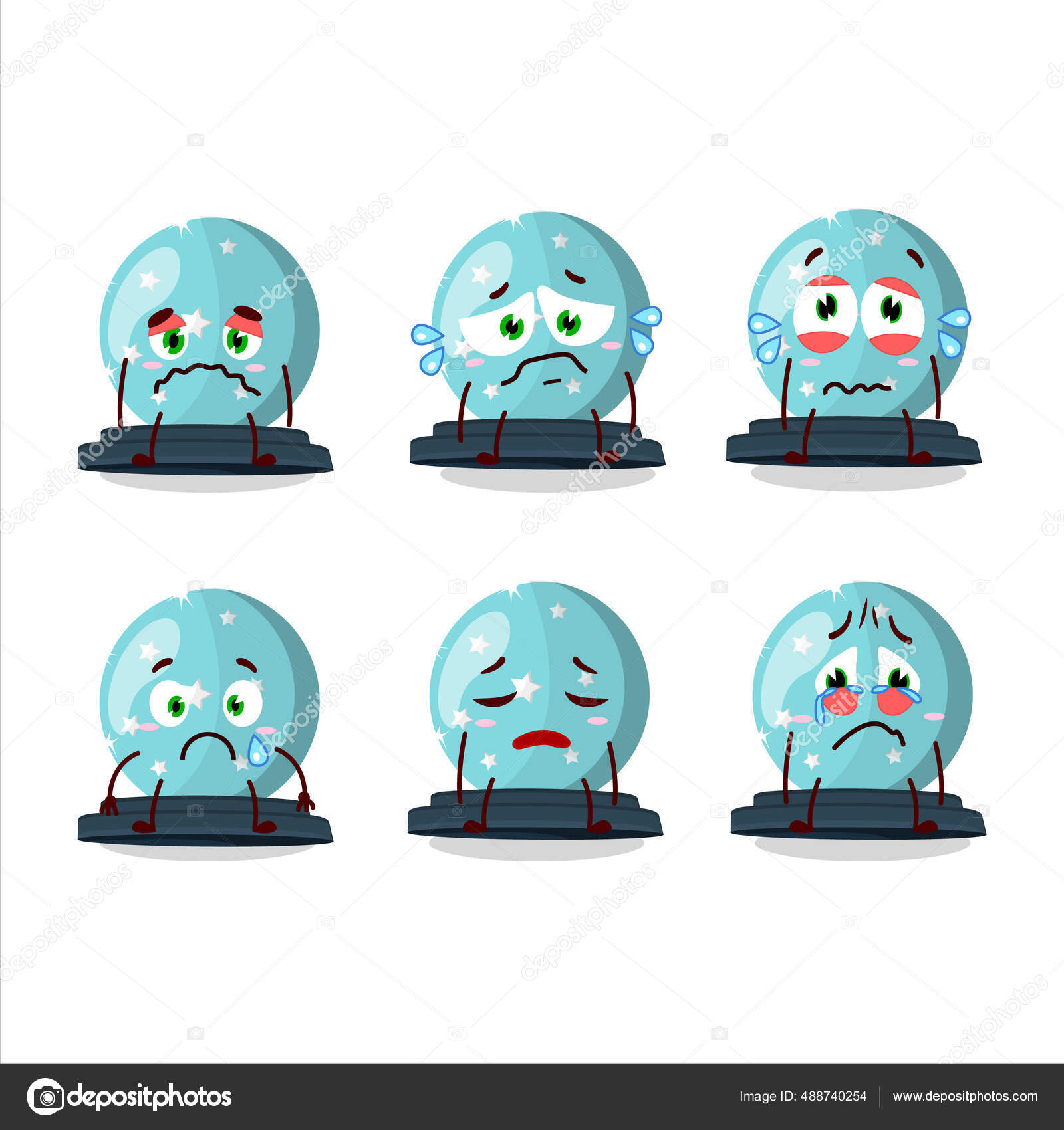 Personagem Desenho Animado Bola Cristal Mágico Com Expressão Triste  Ilustração imagem vetorial de kongvector© 488740254