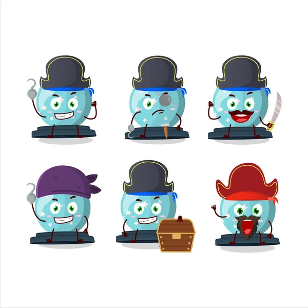 Cartoon Character Magic Crystal Ball Various Pirates Emoticons Vector Illustration — Stock Vector