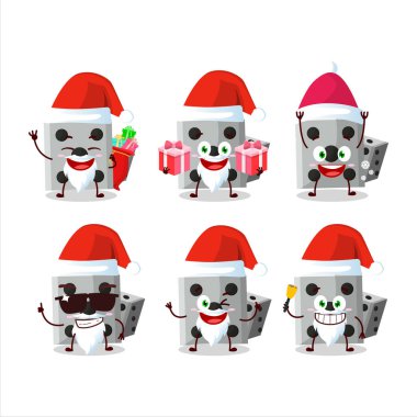 Noel Baba simgeleri ve beyaz zarlı yeni çizgi film karakteri. Vektör illüstrasyonu