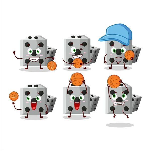 Ταλαντούχος Λευκός Ζάρια Νέος Χαρακτήρας Κινουμένων Σχεδίων Αθλητής Μπάσκετ Εικονογράφηση — Διανυσματικό Αρχείο