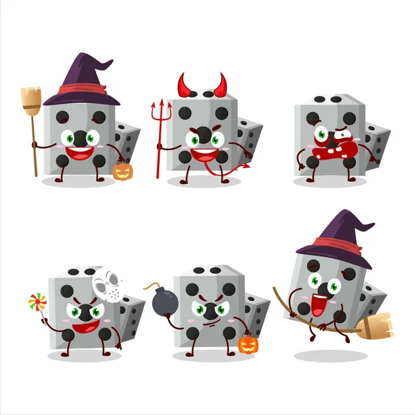 Halloween Expression Emoticons Cartoon Character White Dice New Vector Illustration — Stock Vector