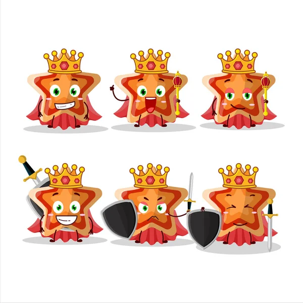 Характер Ікони Чарівної Зірки Короля Мультиплікаційний Персонаж Золотою Короною Векторні — стоковий вектор