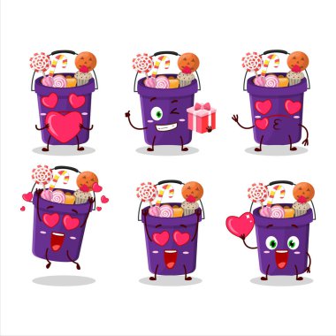 Kova cadılar bayramı çizgi film karakteri. Sevgi dolu bir ifade. Vektör illüstrasyonu