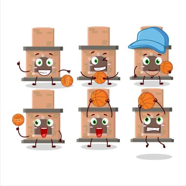 Basketbol atleti olarak yetenekli ev yapımı şömine çizgi film karakteri. Vektör illüstrasyonu