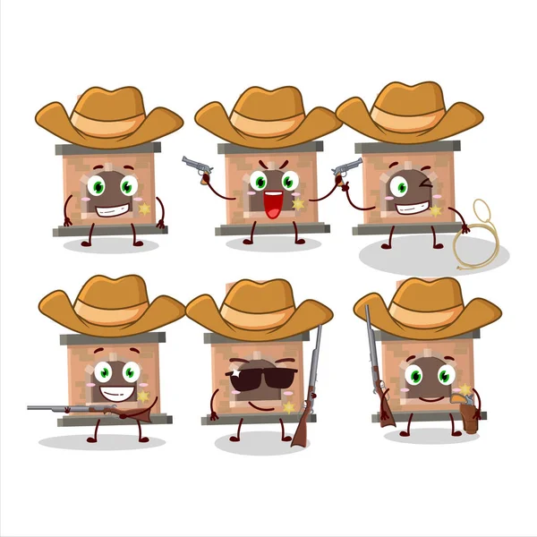 Cool Cowboy Casa Lareiras Personagem Dos Desenhos Animados Com Chapéu —  Vetores de Stock