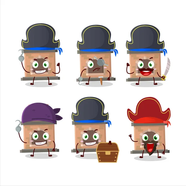 Personaggio Dei Cartoni Animati Caminetti Con Varie Emoticon Pirati Illustrazione — Vettoriale Stock