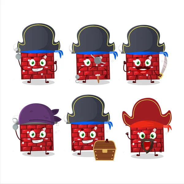 Cartoon Character Chimney Various Pirates Emoticons Vector Illustration — 图库矢量图片