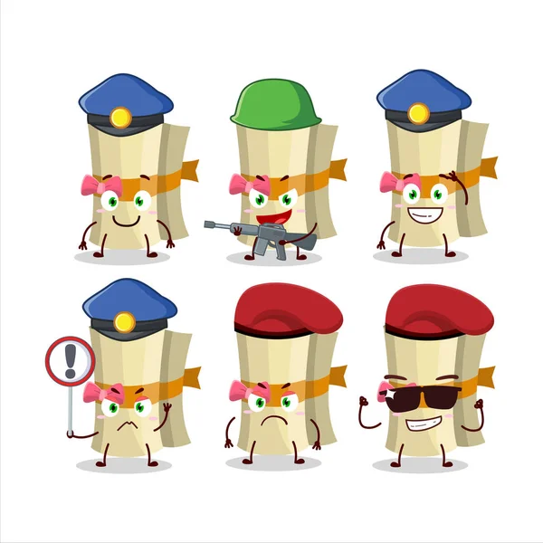 Dedicated Police Officer Treasure Paper Mascot Design Style Vector Illustration — Archivo Imágenes Vectoriales