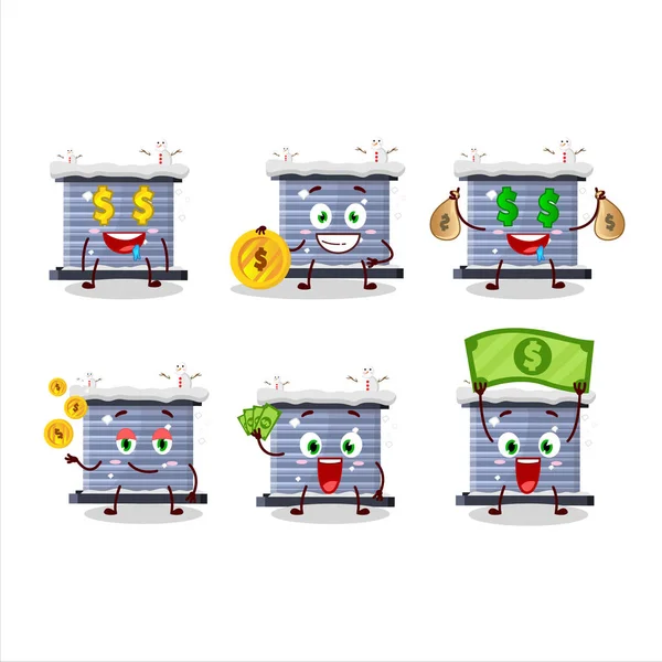 Chimney Snow Cartoon Character Cute Emoticon Bring Money Vector Illustration — ストックベクタ