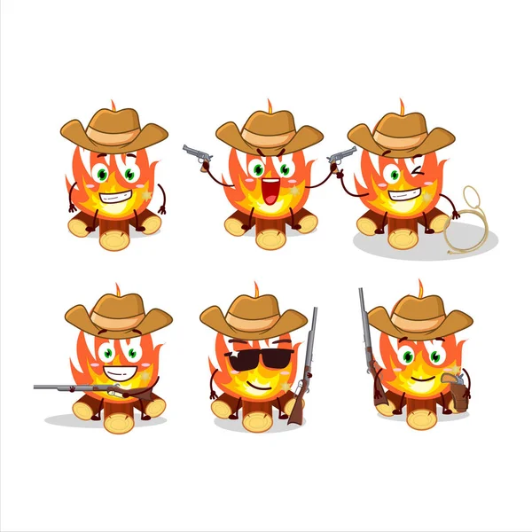 Cowboy Legal Bonfire Personagem Dos Desenhos Animados Com Chapéu Bonito —  Vetores de Stock