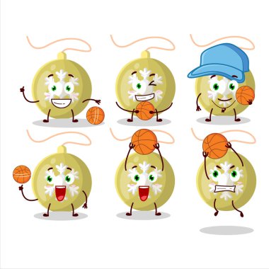 Basketbol atleti olarak yetenekli noel ışıkları çizgi film karakteri. Vektör illüstrasyonu