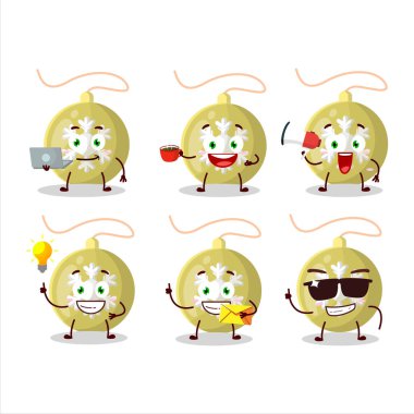 Noel ışıkları çizgi film karakteri ve çeşitli iş simgeleri. Vektör illüstrasyonu