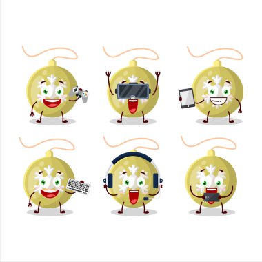 Noel ışıkları çizgi film karakteri çeşitli şirin ifadelerle oyunlar oynuyor. Vektör illüstrasyonu