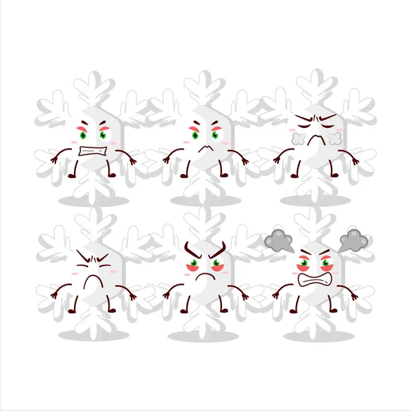 Copos Nieve Personaje Dibujos Animados Con Varias Expresiones Enojadas Ilustración — Vector de stock