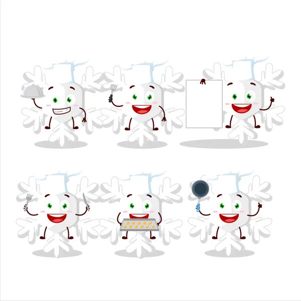 Personaje Dibujos Animados Copos Nieve Con Varios Emoticonos Chef Ilustración — Archivo Imágenes Vectoriales