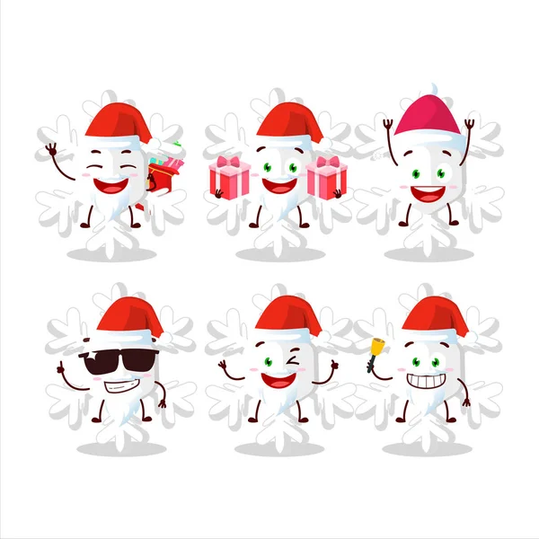 Weihnachtsmann Emoticons Mit Schneeflocken Cartoon Figur Vektorillustration — Stockvektor